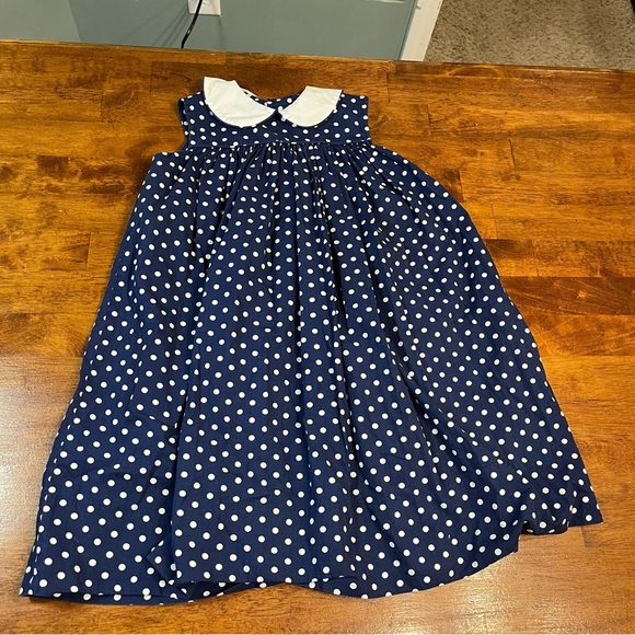 Banbury Cross New Orleans blue white polka dot dress no size tag measures 6/7 - Picture 1 of 9